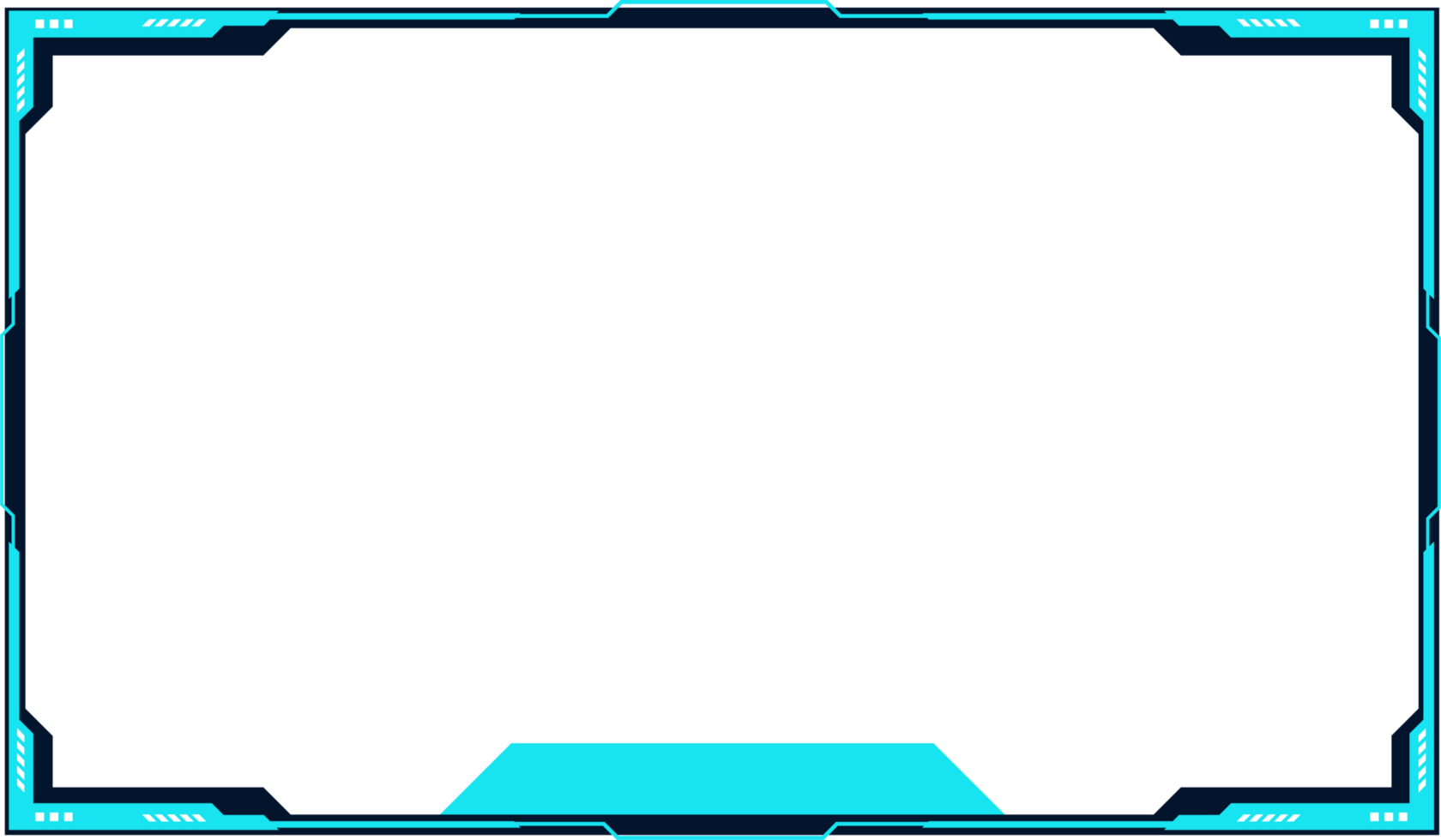 Online gaming screen panel design png with simple shapes. Live streaming overlay design for gamers. Live broadcasting overlay and screen interface decoration with dark and blue color.