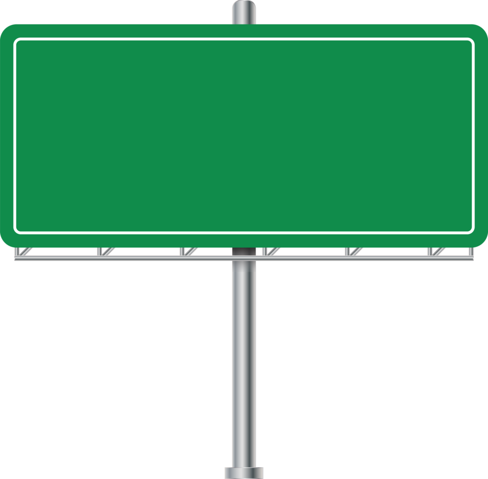 Green road sign and blank road billboard. Blank advertising billboard. Road sign. Direction sign design. png