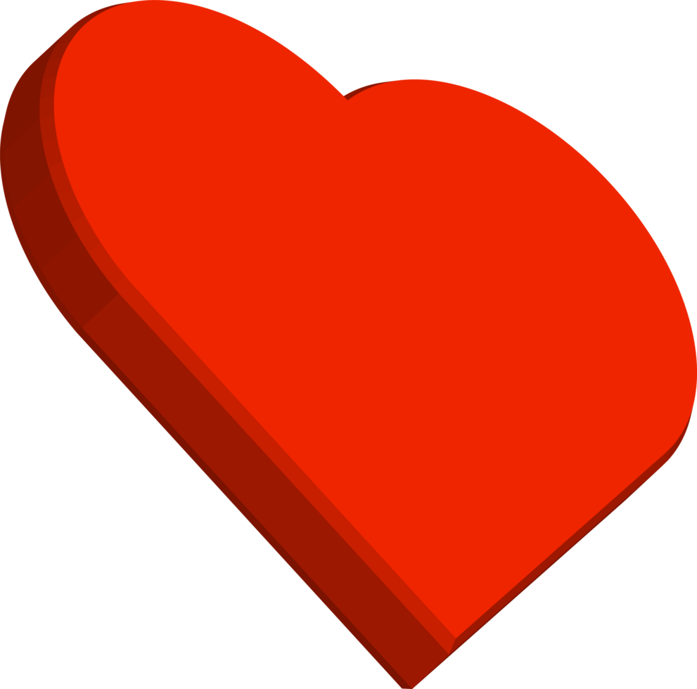 Red heart shape. Valentine's love shape. 3D style love shape design for couples. png