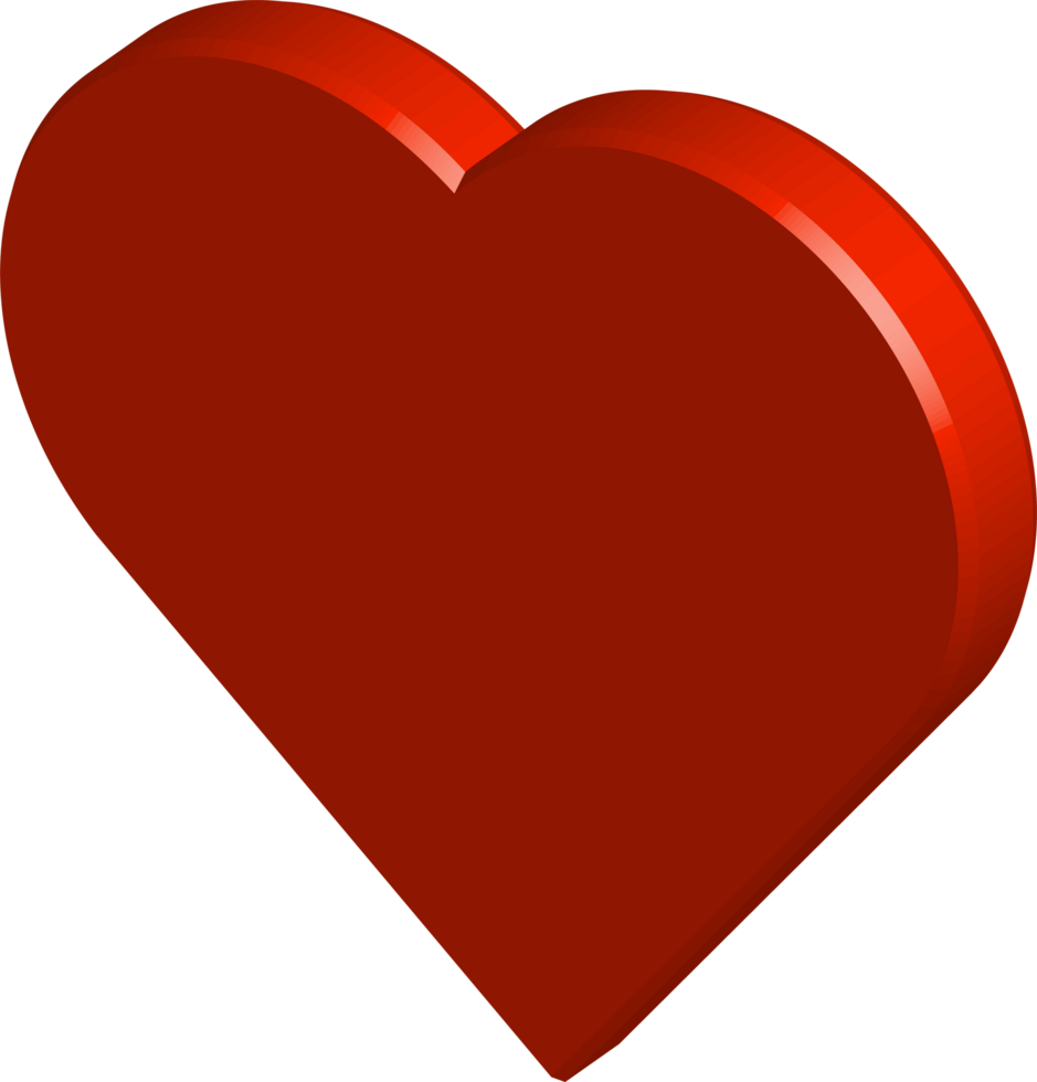 Valentine's Love shape. Red heart shape. 3D style love shape design for couples. png