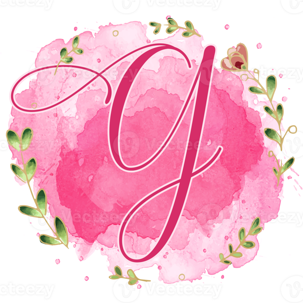 Pink watercolor alphabet set with floral and leaves round frame, includes font or letters and numbers. Beautiful elements for decorative purposes png