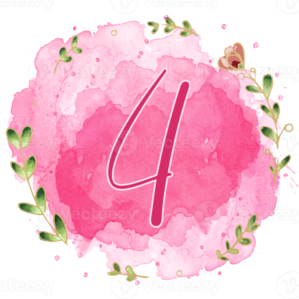 Pink watercolor alphabet set with floral and leaves round frame, includes font or letters and numbers. Beautiful elements for decorative purposes png