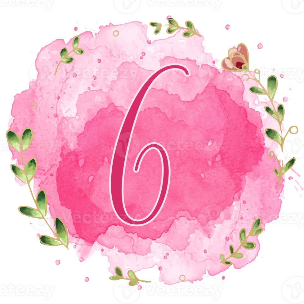 Pink watercolor alphabet set with floral and leaves round frame, includes font or letters and numbers. Beautiful elements for decorative purposes png