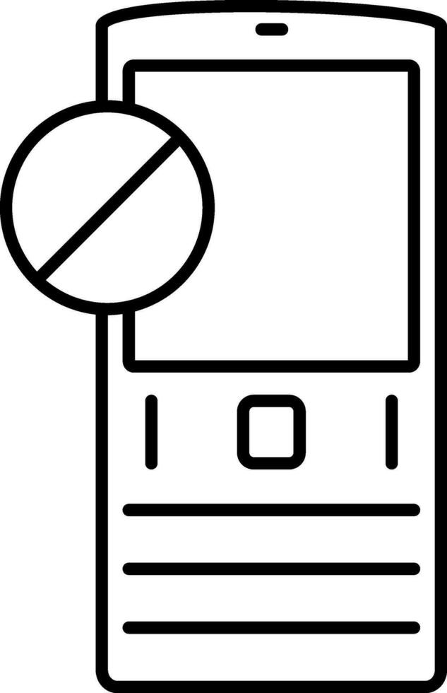 Isolated No Mobile Icon in Line Art. vector