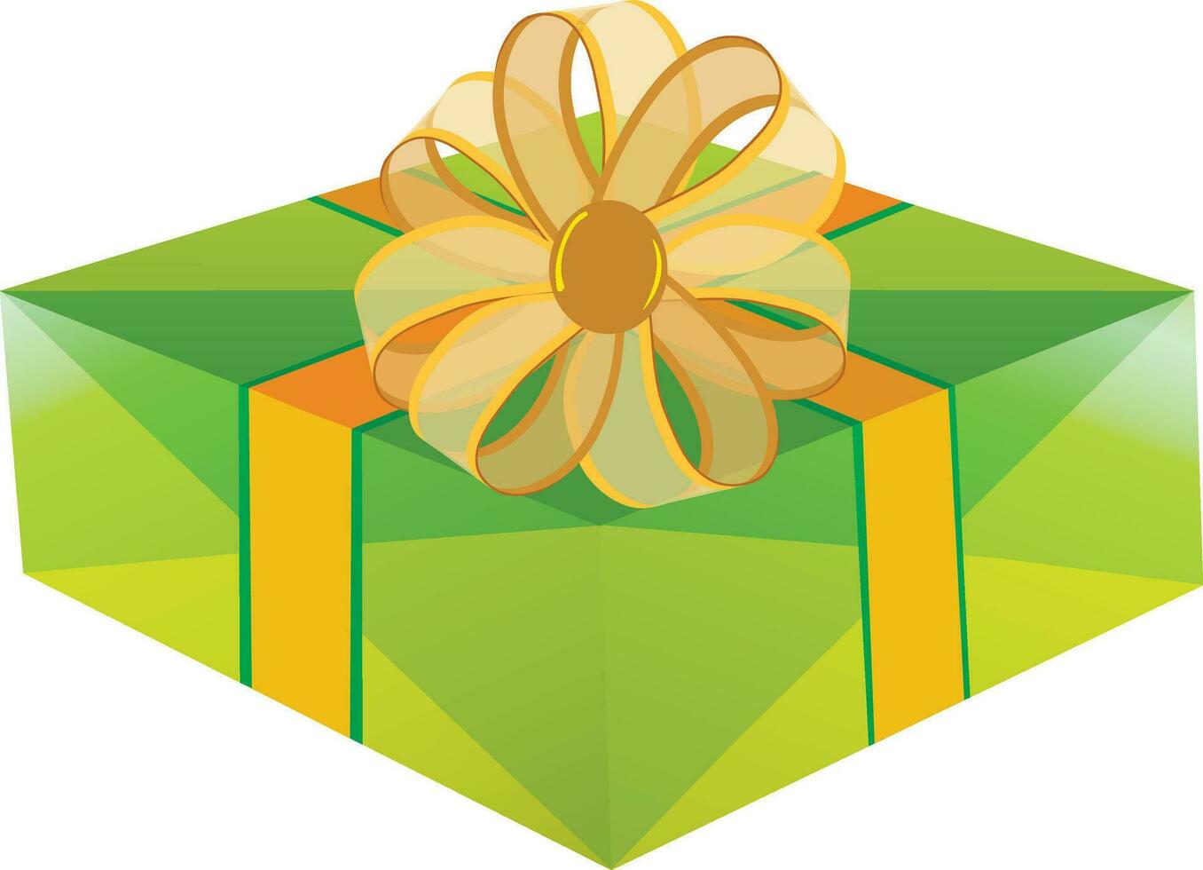 Beautiful 3D shiny green gift box. vector