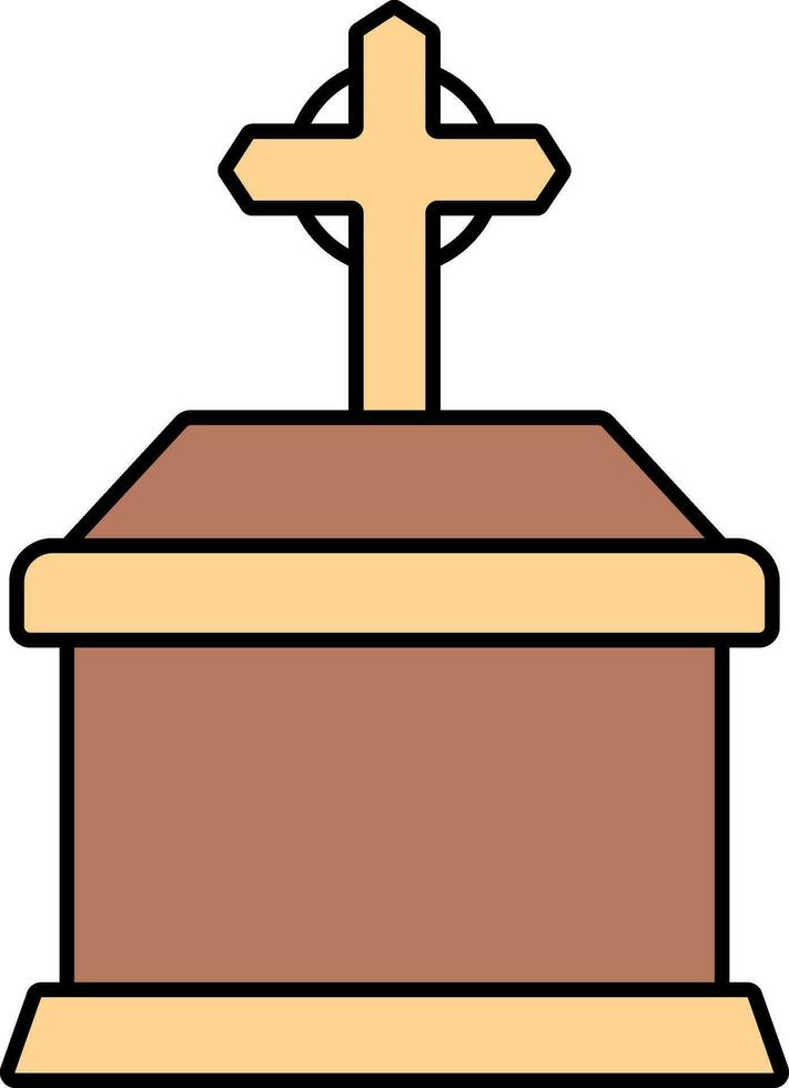 Coffin Icon In Brown And Orange Color. vector