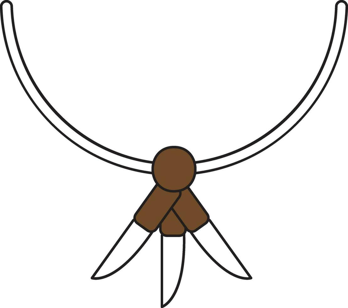 Pendant Knife Icon In Brown And White. vector