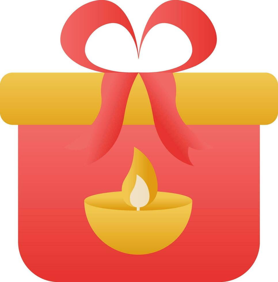 Diwali Gift Box Icon In Red And Golden Color. vector