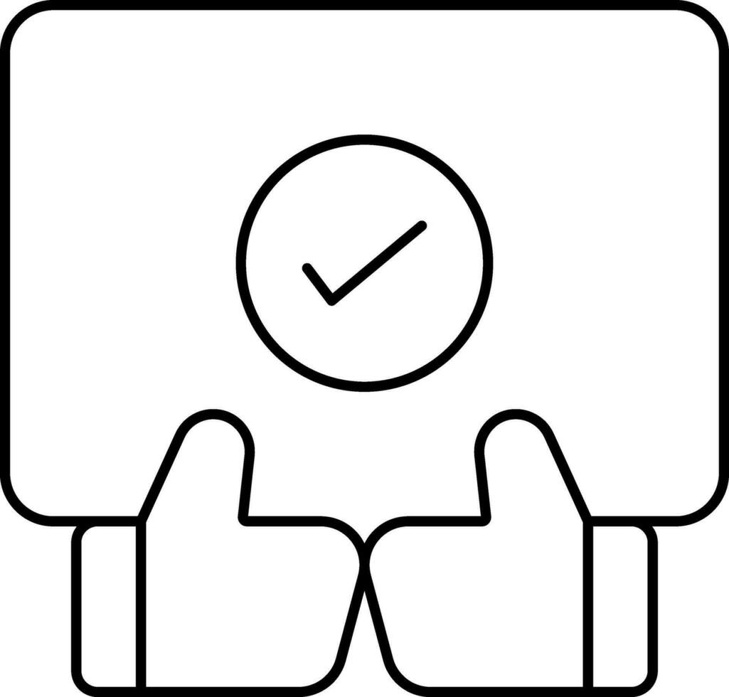 Approved Partnership Or Like Icon In Line Art. vector