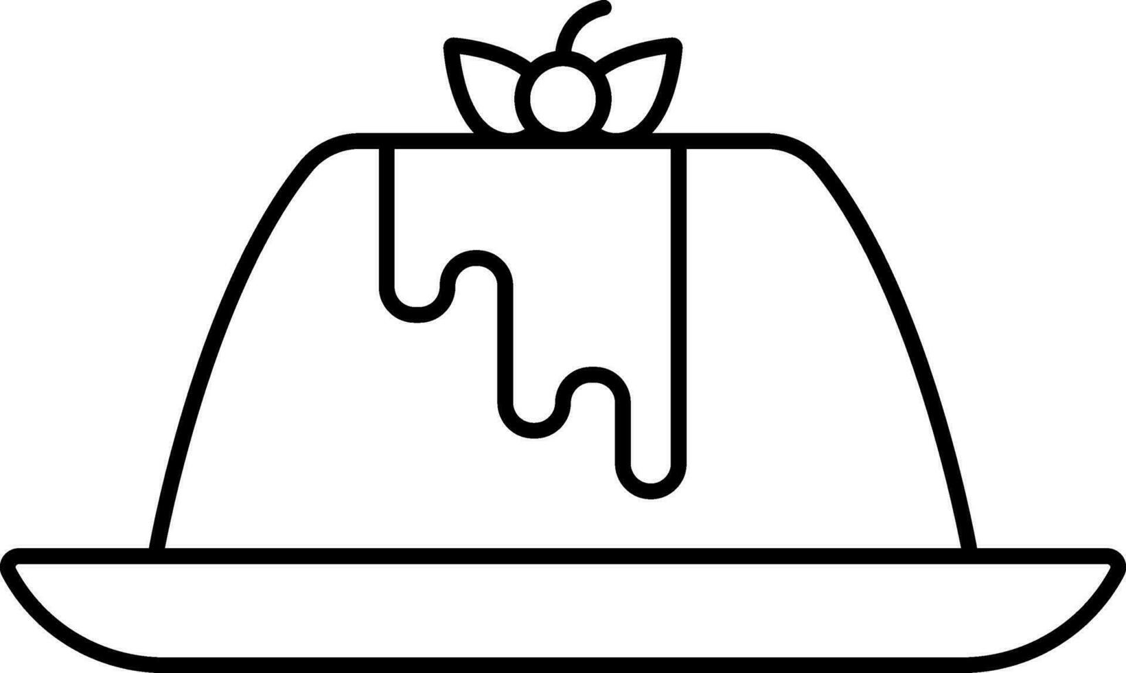 Line Art Illustration of Berry Decorate Pudding Icon. vector