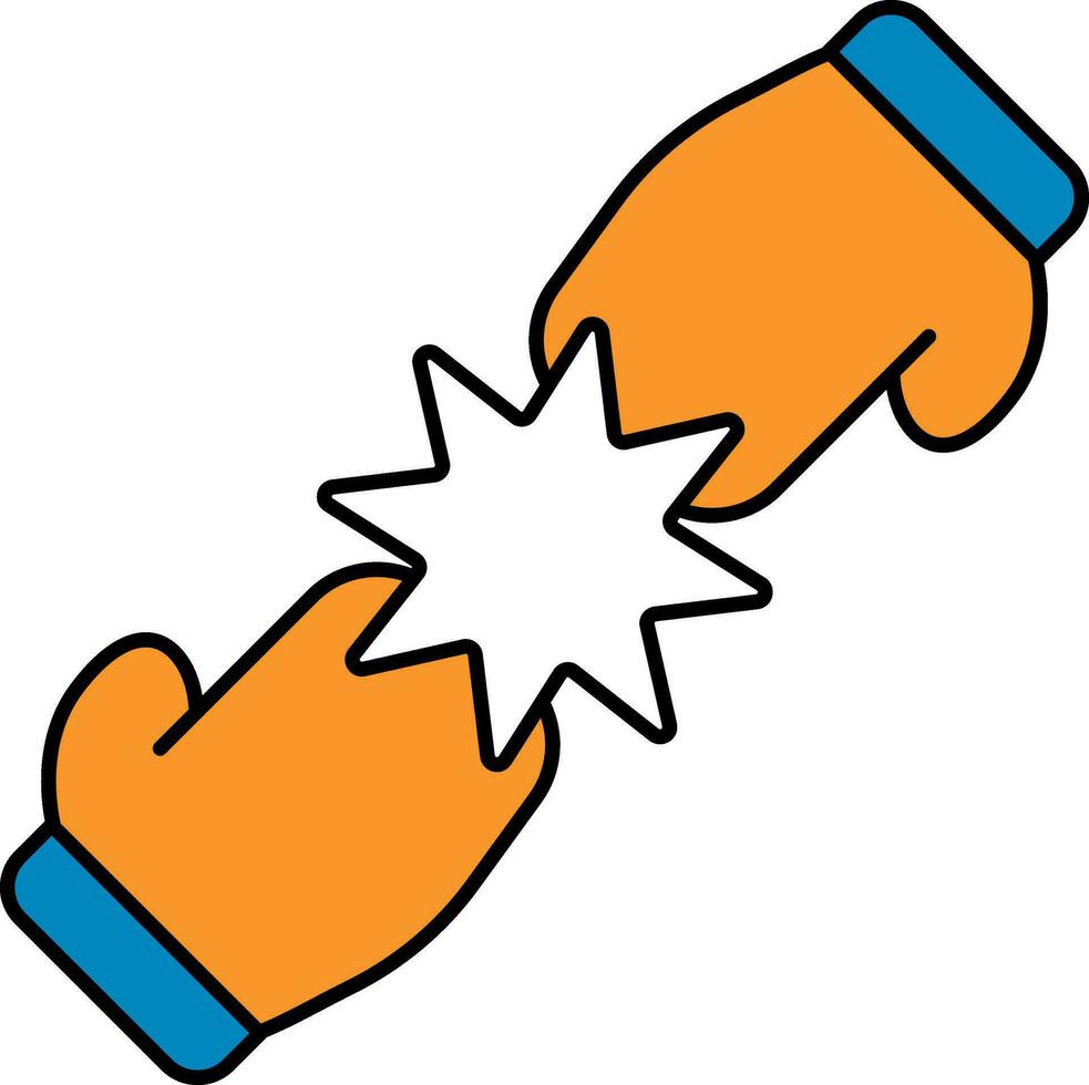 Boxer Fist Bump Icon In Orange And Blue Color. vector