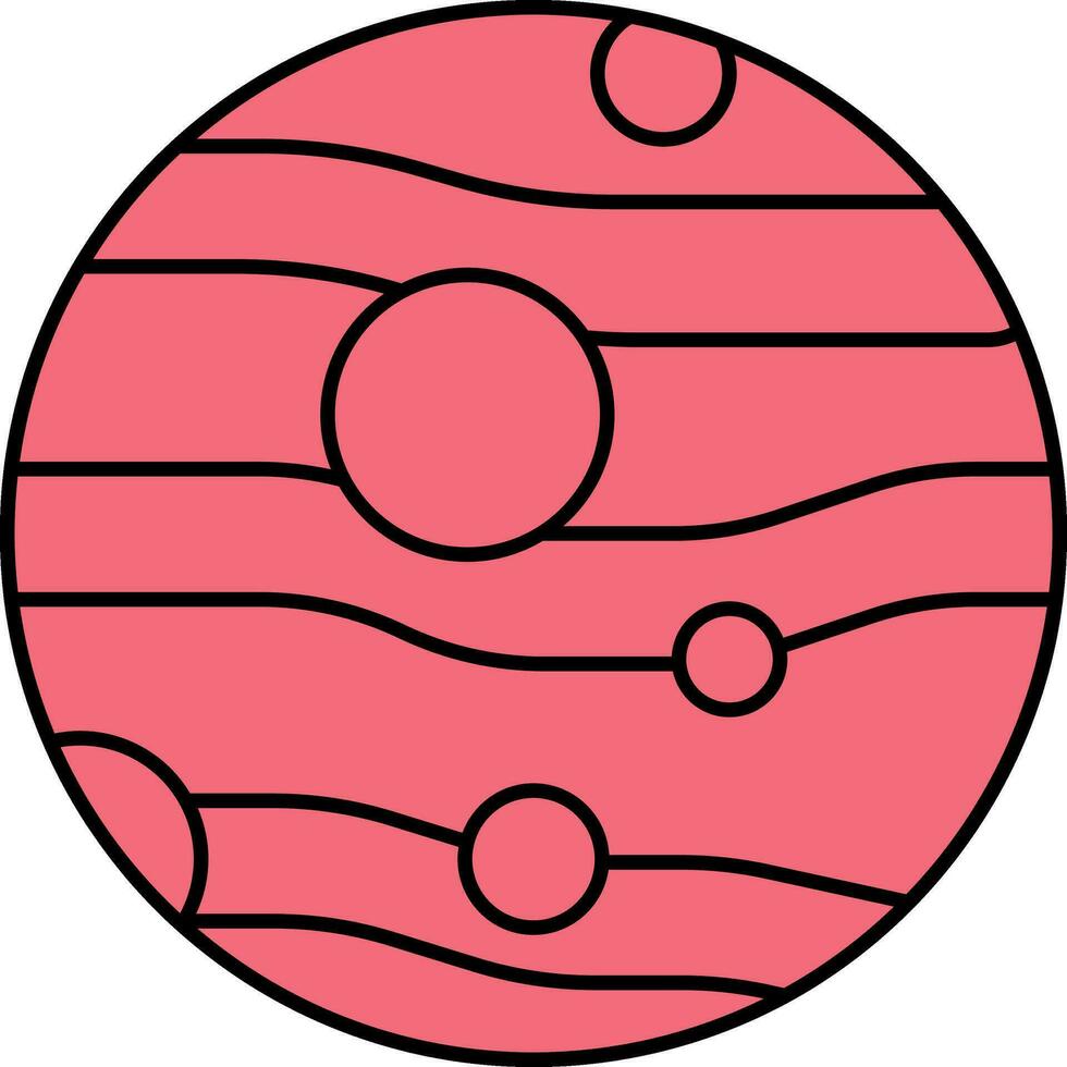 Flat Style Mercury Planet Icon In Red Color. vector