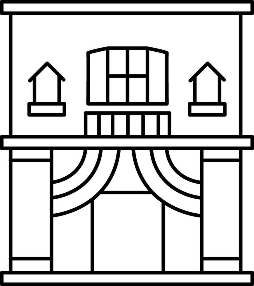 Black line art illustration of restaurant. vector