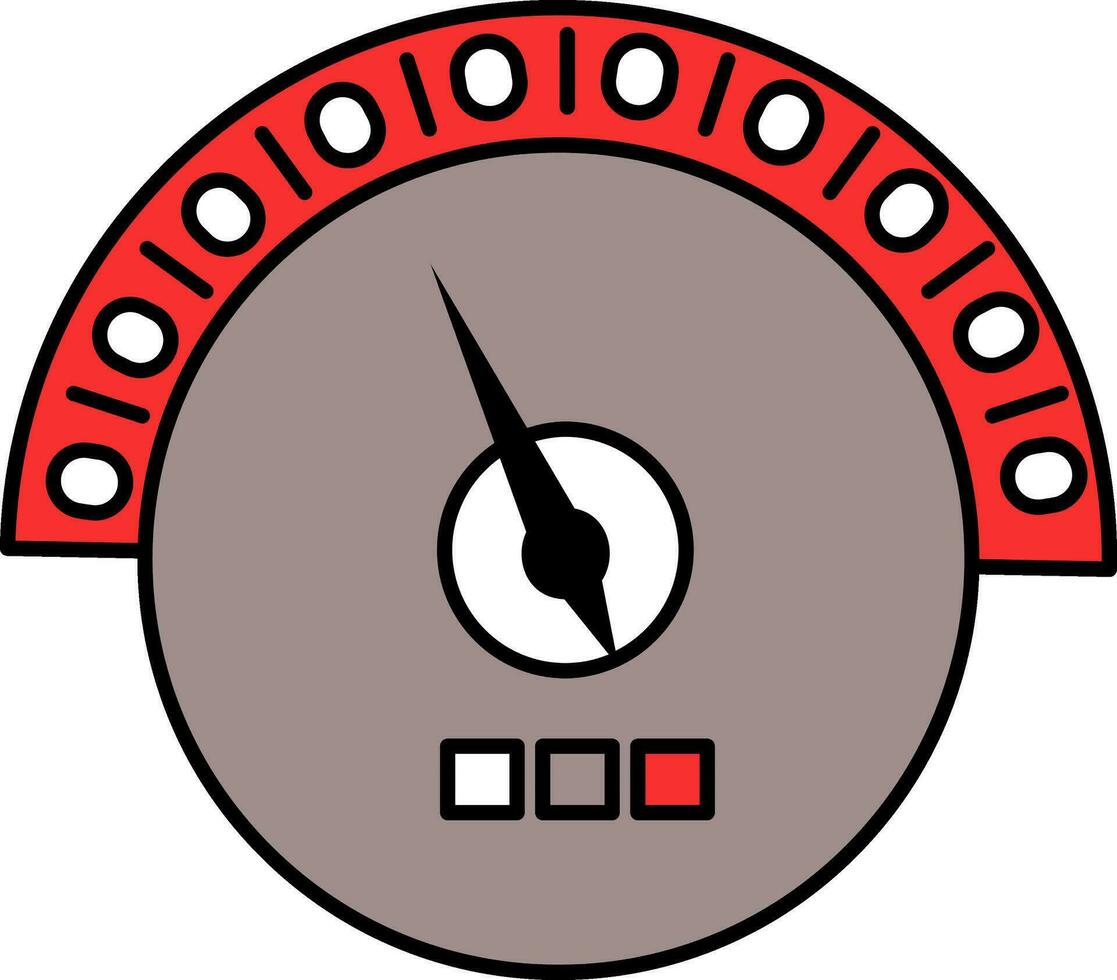 Gray And Red Color Speedometer Icon. vector