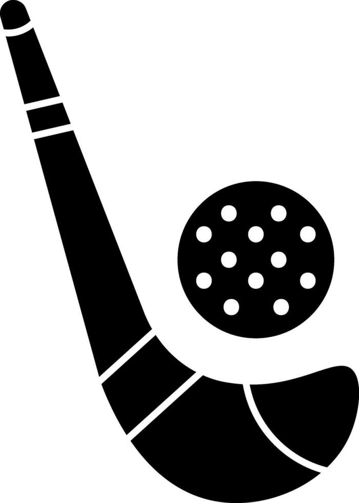 Hockey Stick With Ball Icon In black and white Color. vector