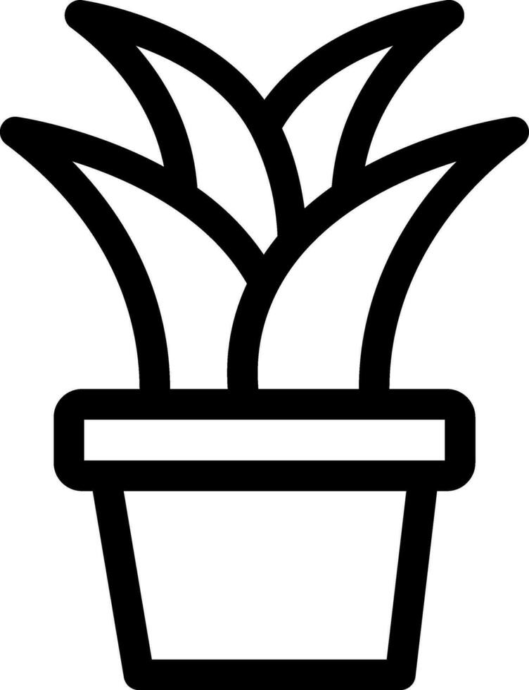Isolated Plant Pot Icon in Black Line Art. vector