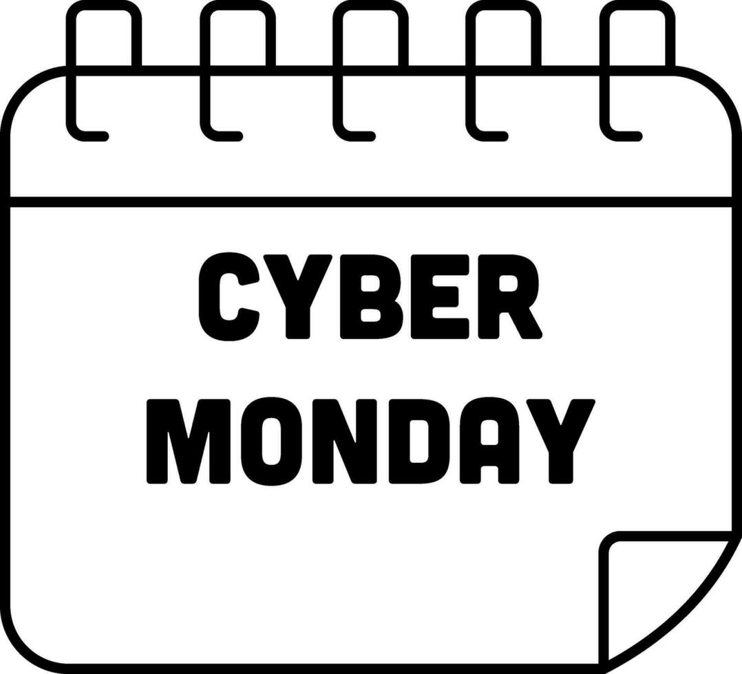 Cyber Monday Calendar Icon In Black Outline. 24977100 Vector Art at