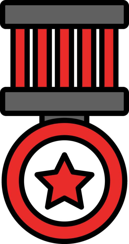 Isolated Star Medal Icon In Red And Grey Color. vector