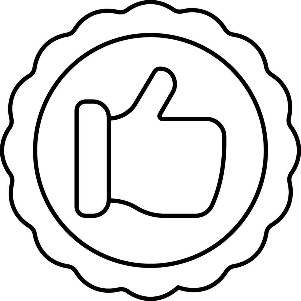 Like Or Thumbs Up Hand Sticker Icon In Black Stroke. vector