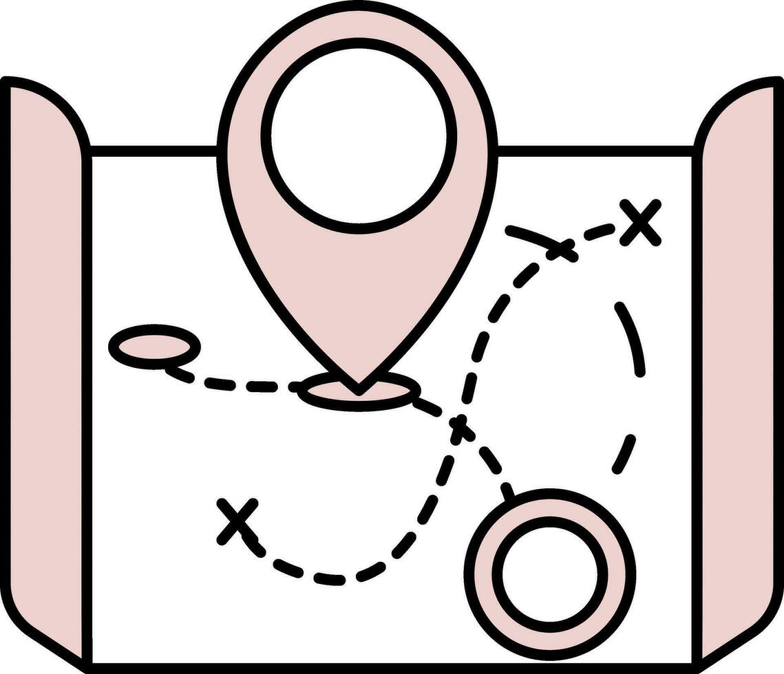 Pink And White Treasure Map Location Icon Or Symbol. vector