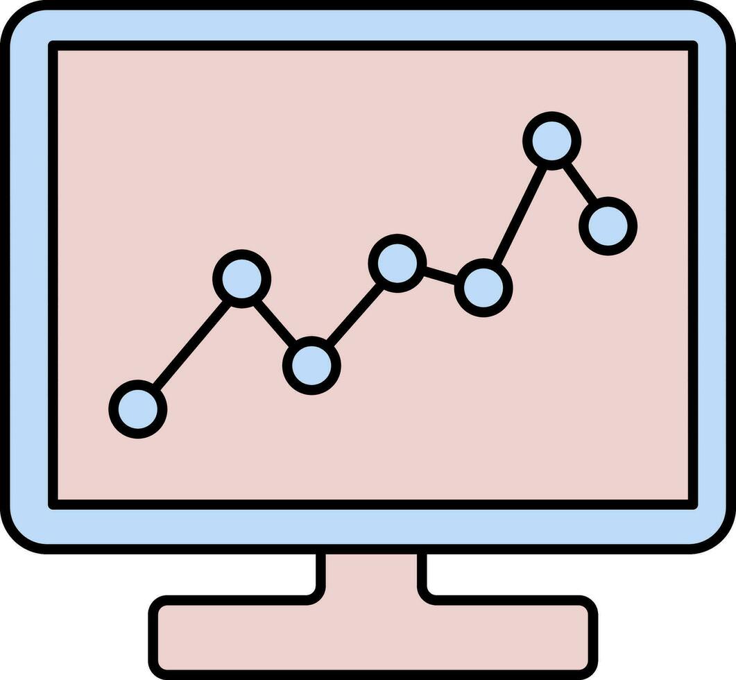 Isolated Computer Analysis Icon In Pink And Blue Color. vector