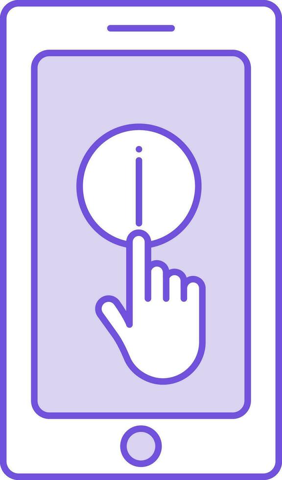 Smartphone With Information Icon In Purple And White Color. vector