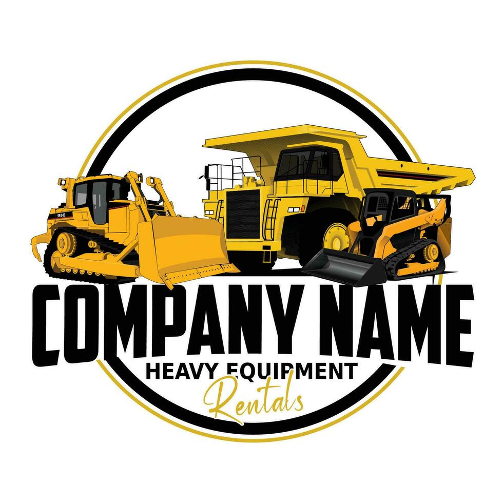 Heavy equipment rentals company logo on white background vector