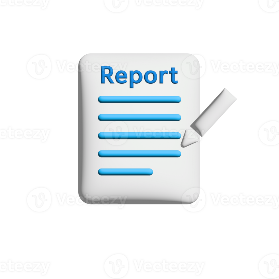 3D document report and pencil icon. 3d render illustration. png