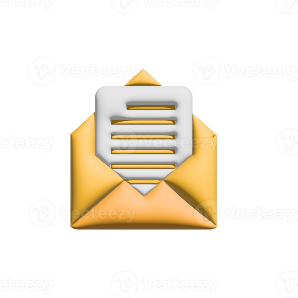 3d envelope email notification icon new message, notification illustration. png