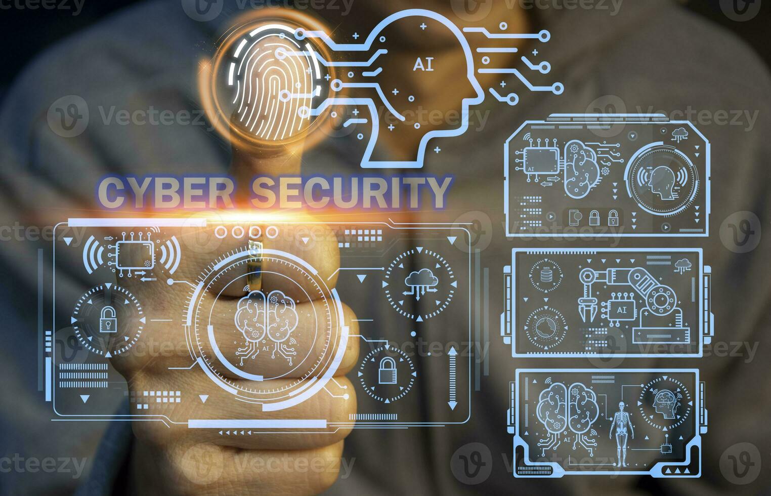 Cyber security concept. Use AI to manage security. photo