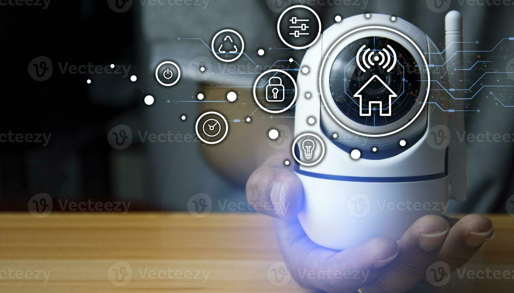 IP wifi wireless security camera supports Internet installation technology, security systems, smart home applications. photo