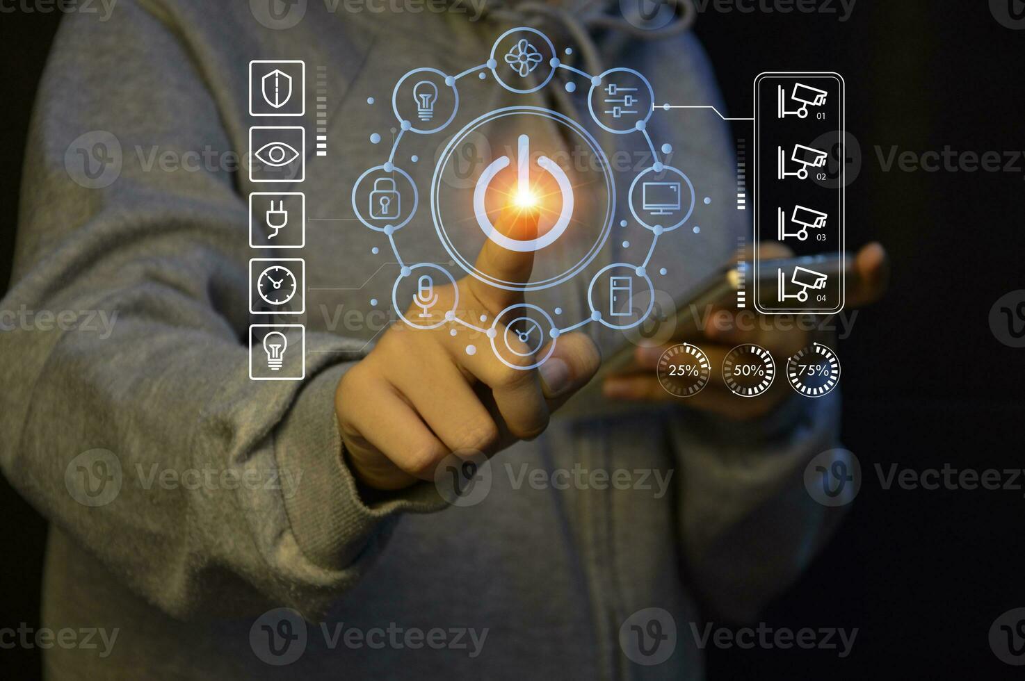 The concept of using artificial intelligence in everyday life or a smart home photo