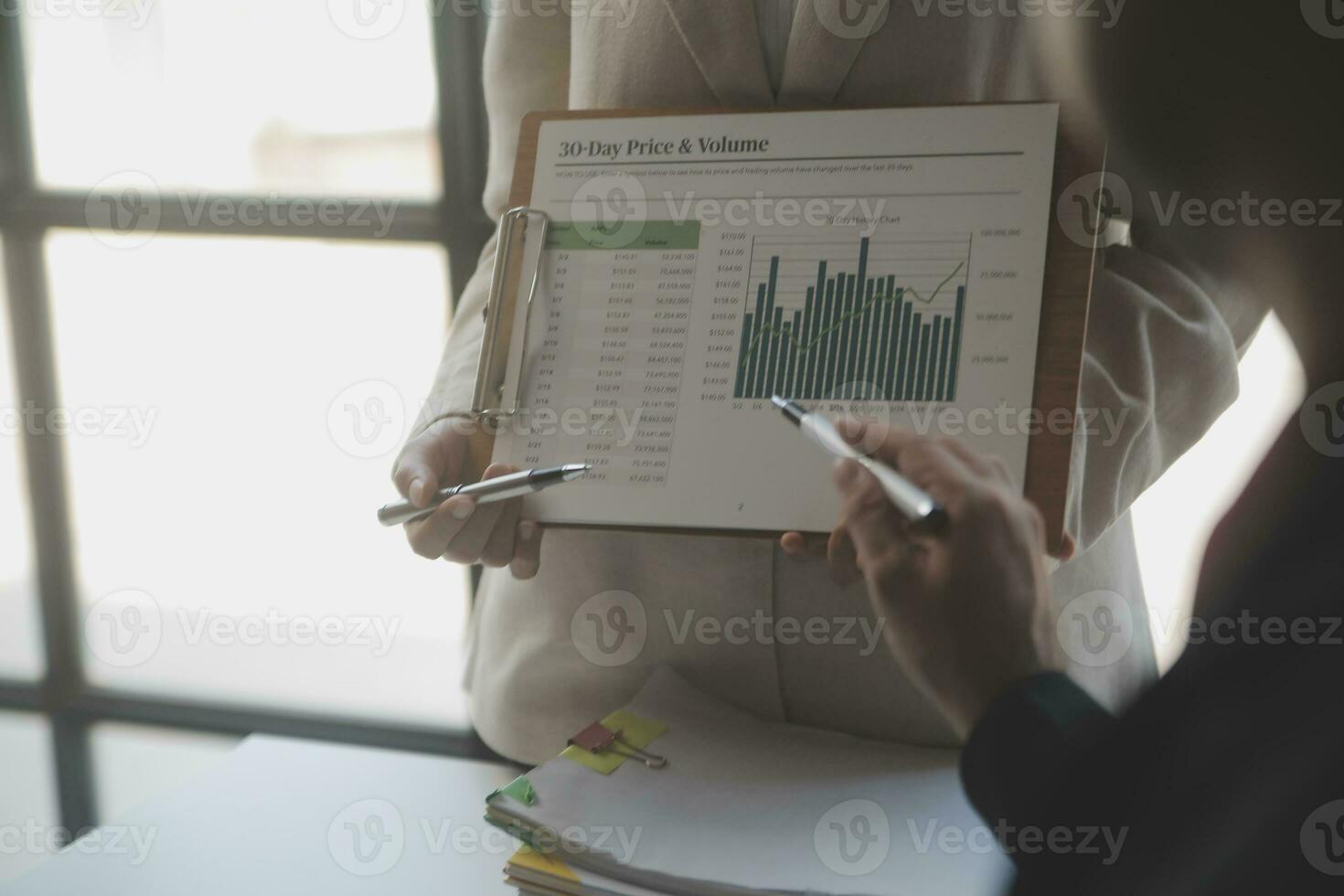 Audit concept,Administrator business man financial inspector and secretary making report calculating balance. Internal Revenue Service checking document. photo