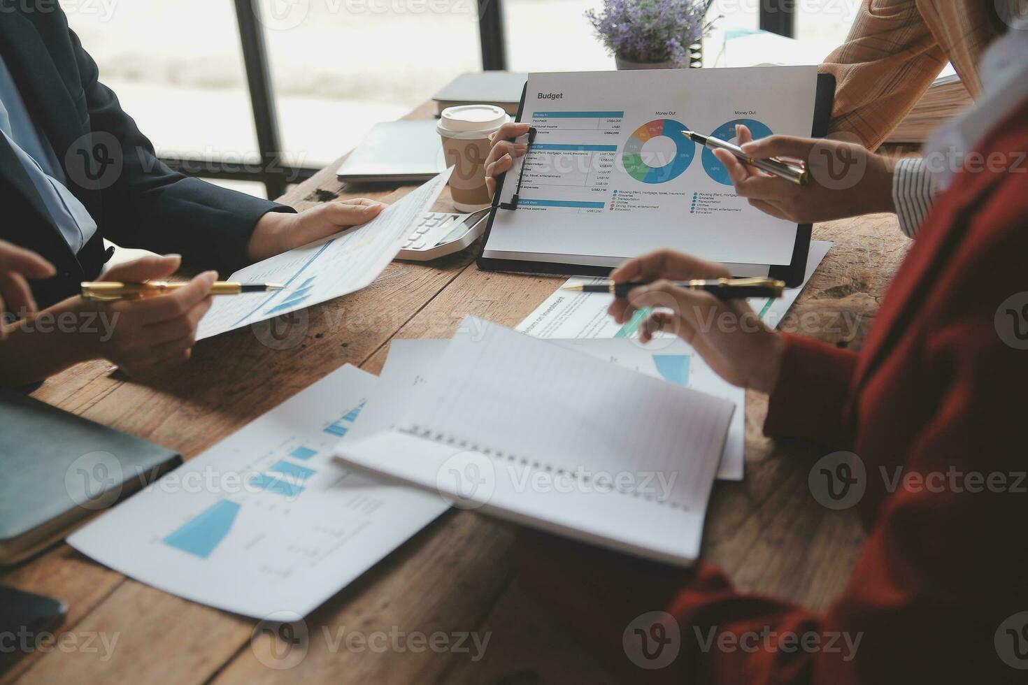 Group of Young Asian business team creative businesspeople coworker in office Happy to be successful partnership teamwork celebrating achievement and success concept. photo