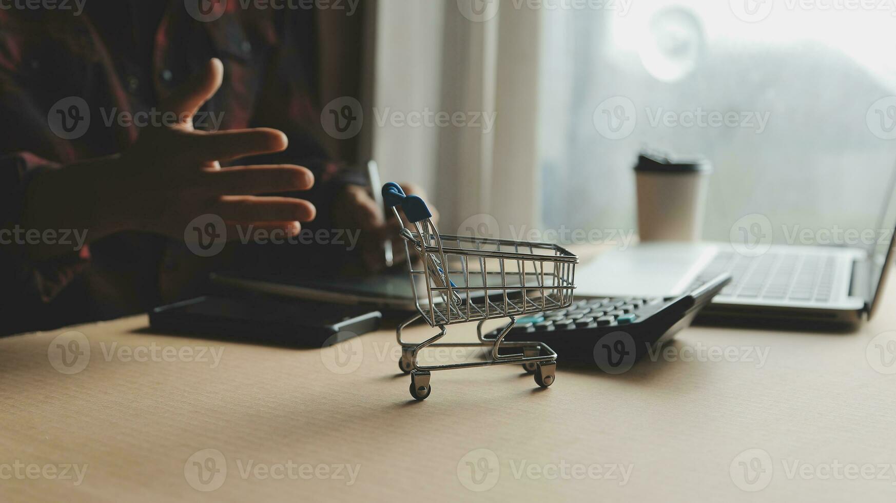 Online payment,businessman hands holding credit card and using laptop for online shopping. Cyber Monday Concept photo