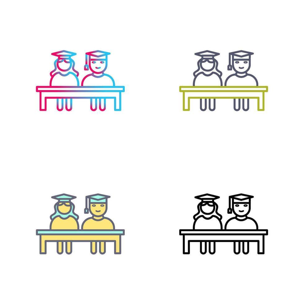 Unique Students Sitting Vector Icon