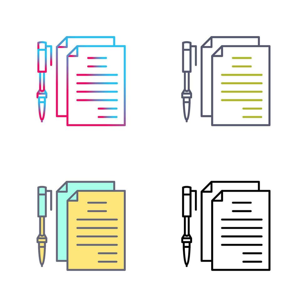 Unique Documents and Pen Vector Icon