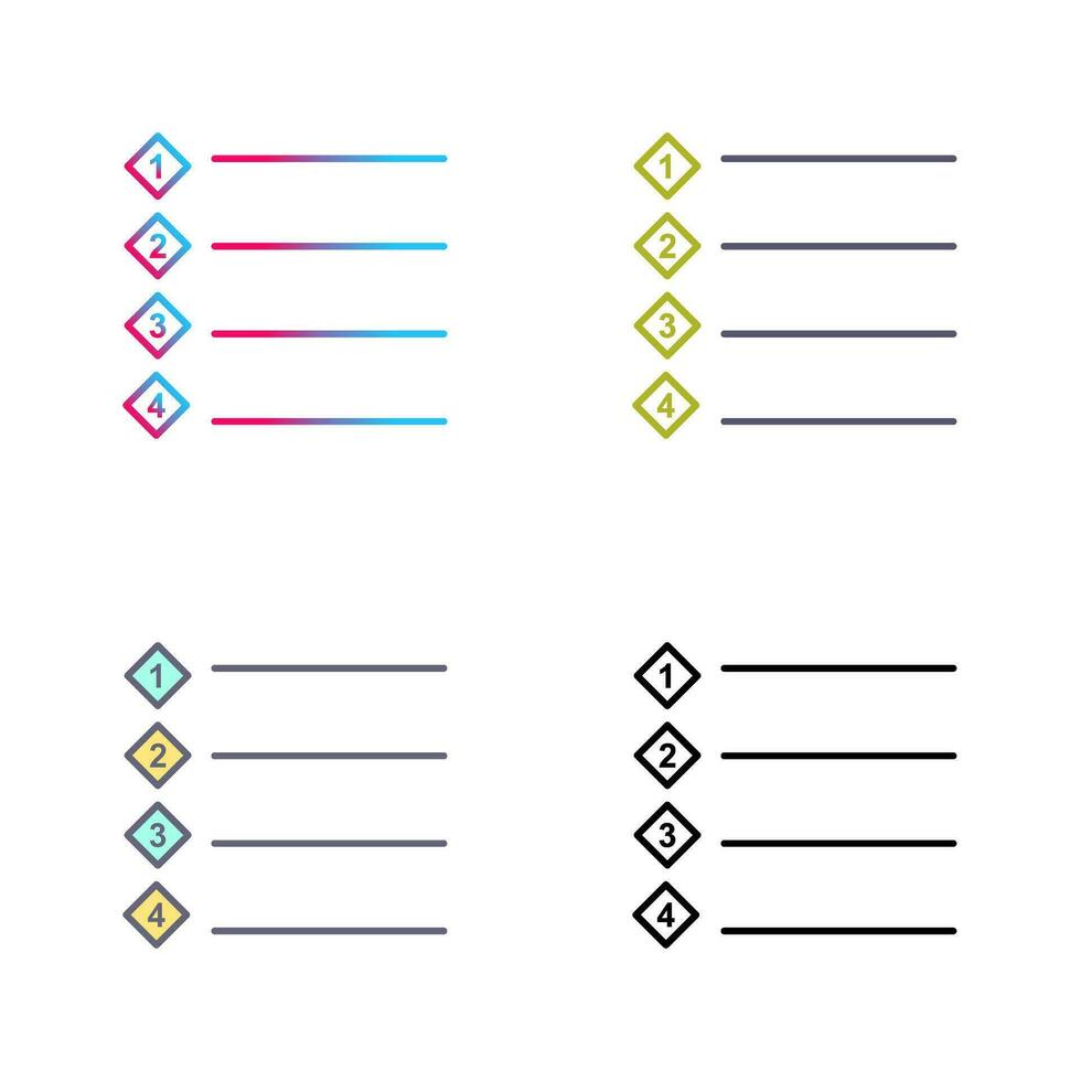 Unique Numbered list Vector Icon