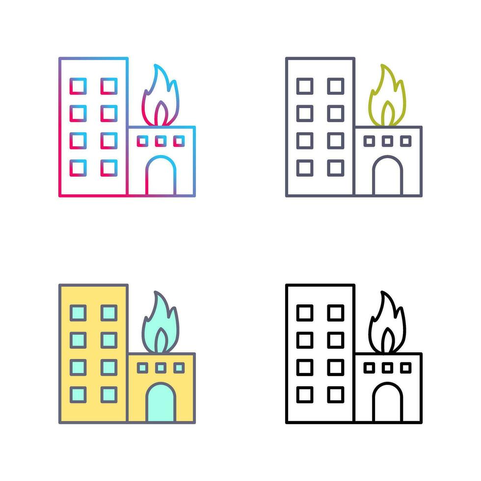 icono de vector de edificio en llamas único