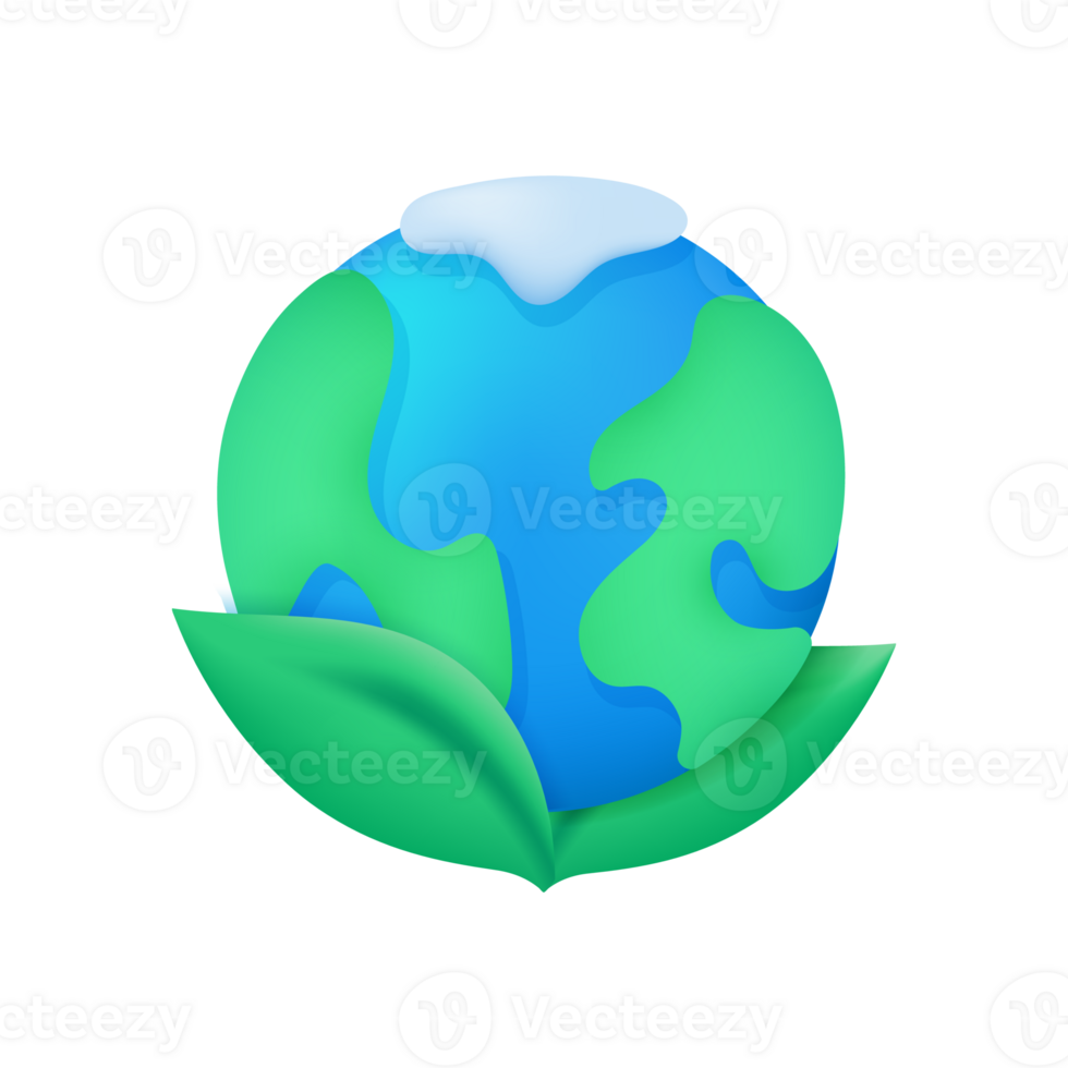 globe on leaf The concept of keeping the earth livable. 3d illustration. png