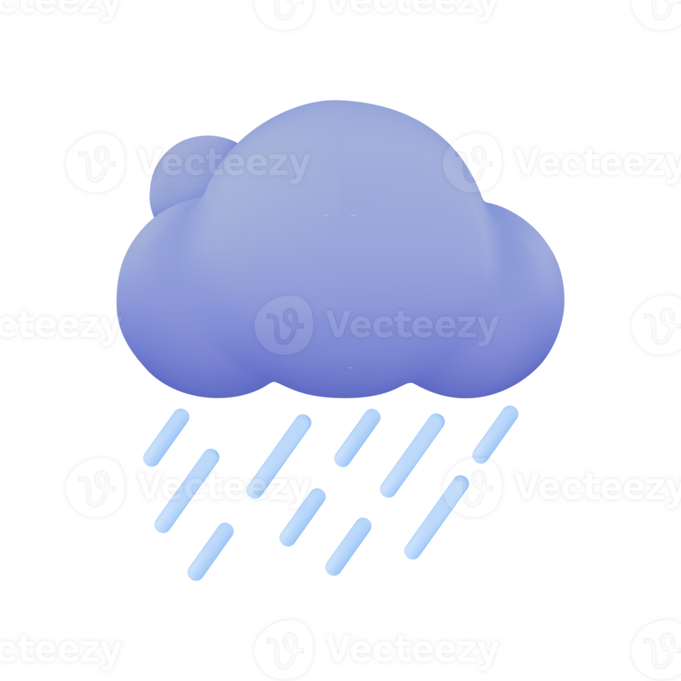 3D weather forecast icons Black cloud with thunder from a rainstorm. 3d illustration png