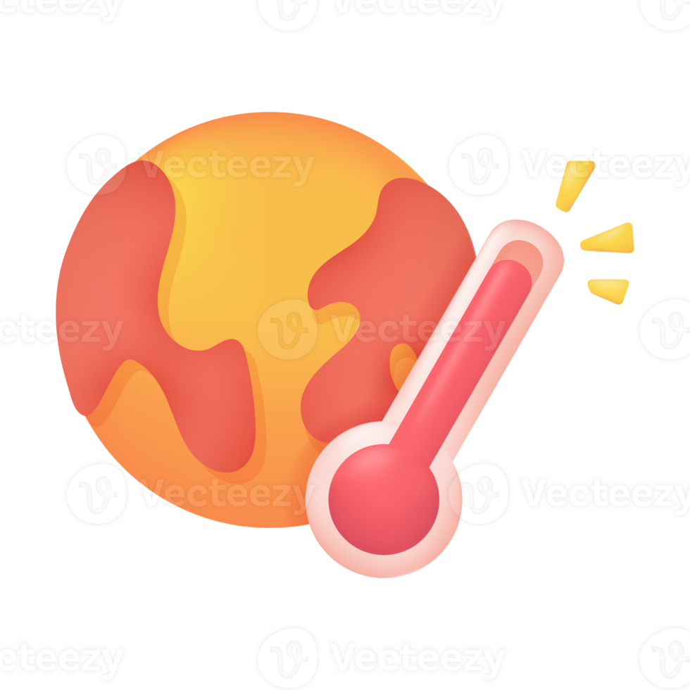 The orange world from heat and rising temperatures. Stop global warming concept. 3d illustration png