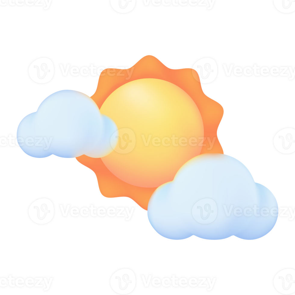 3d weer voorspelling pictogrammen zomer zon met helder zonlicht heet het weer. 3d illustratie. png