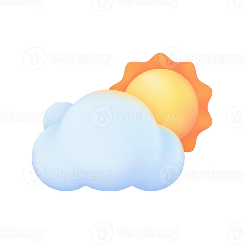 3D weather forecast icons Summer sun with bright sunlight Hot weather. 3d illustration. png