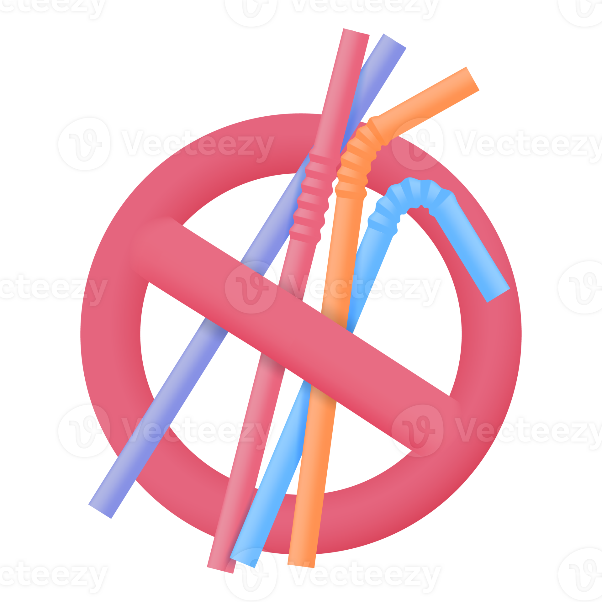 Plastic straws. Waste plastic reduction concept for the 3d