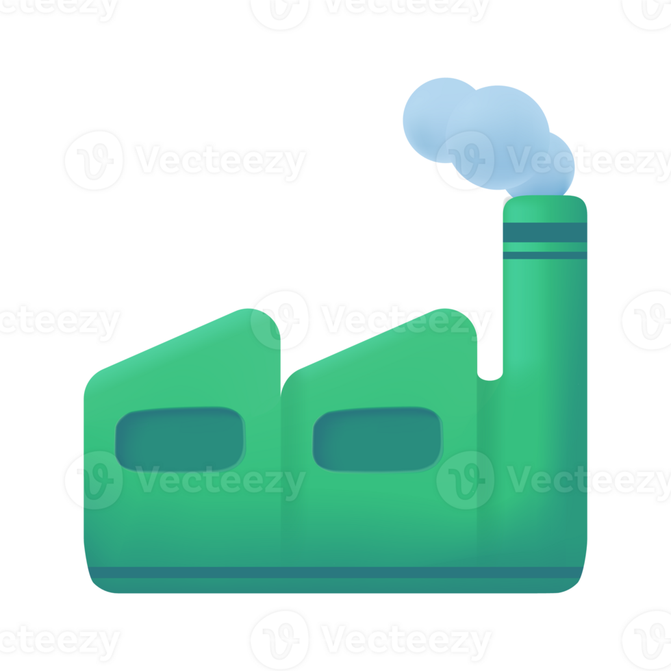 green factory Greenhouse gas emission reduction concept for the planet. 3d illustration png