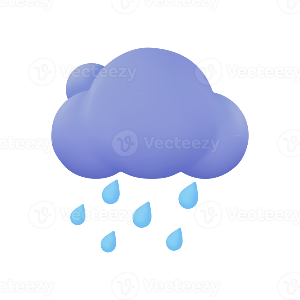 3d väder prognos ikoner svart moln med åska från en regnstorm. 3d illustration png