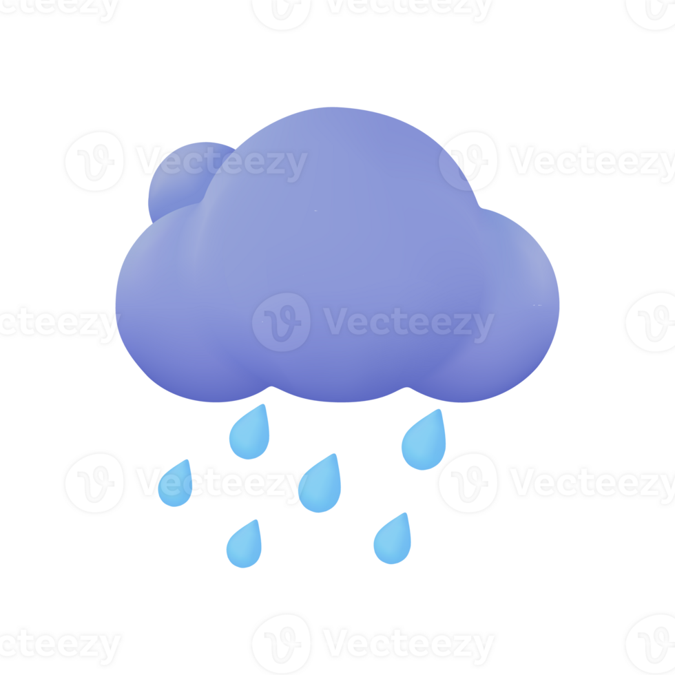 3D weather forecast icons Black cloud with thunder from a rainstorm. 3d illustration png