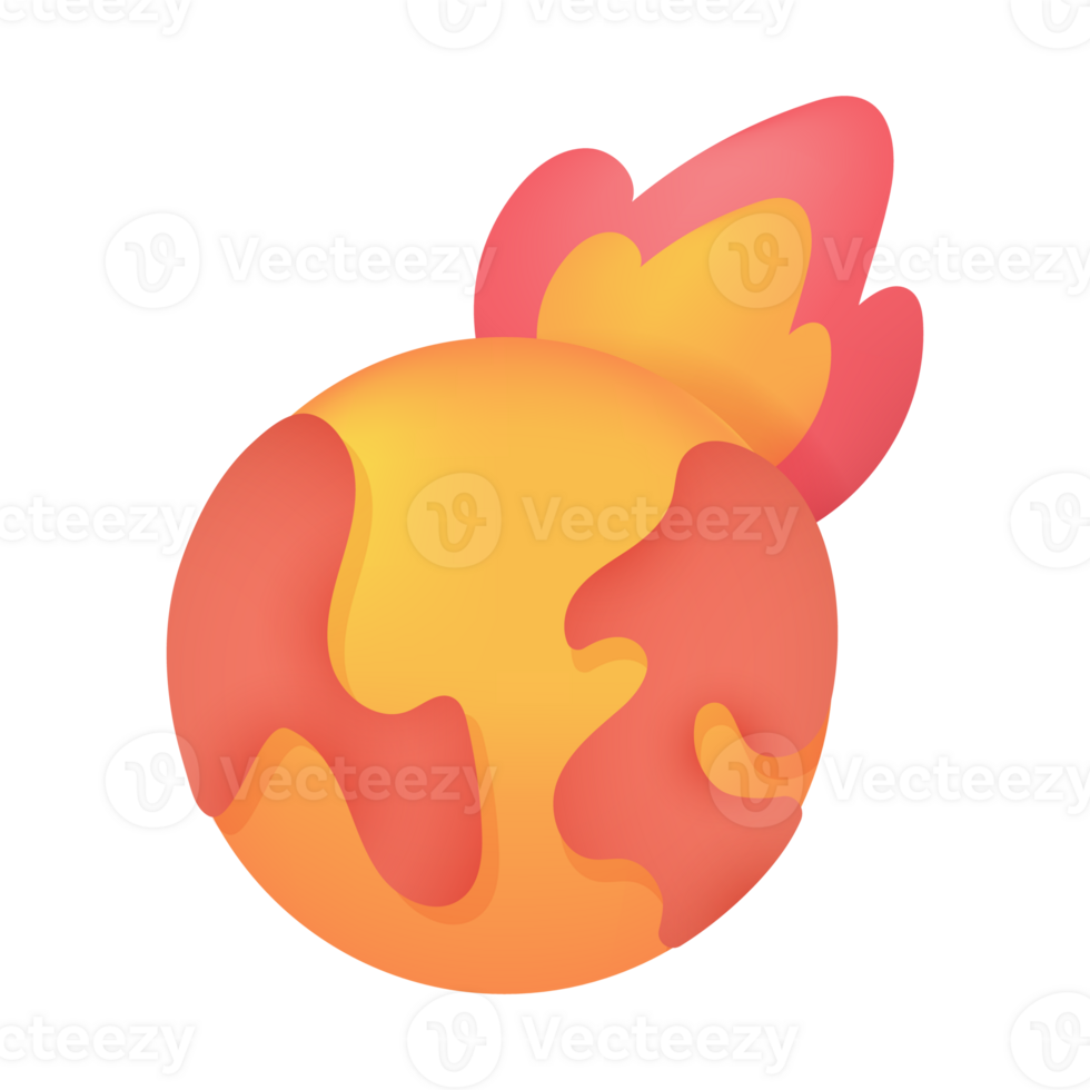 The orange world from heat and rising temperatures. Stop global warming concept. 3d illustration png