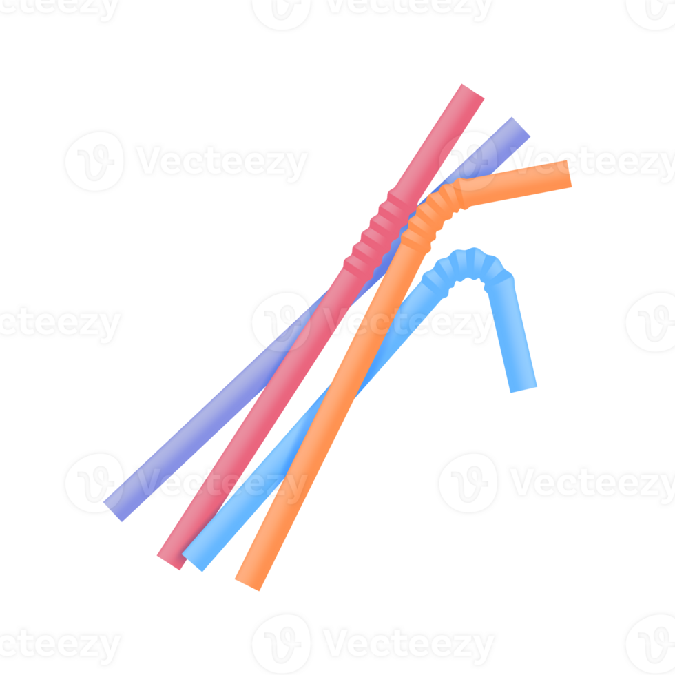 Plastic straws. Waste plastic reduction concept for the 3d